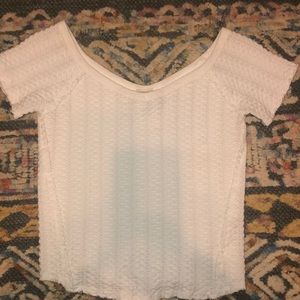 Free People White Stretch Knit Tee